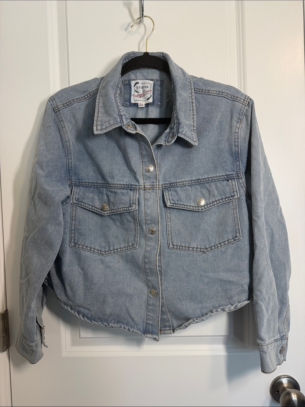 Stoosh Light Blue Denim Jacket with Chest Flap Pockets